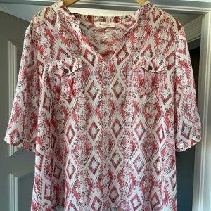 Turo by Vince Camuto Women’s Patterned V-Neck Blouse (Size: XL)